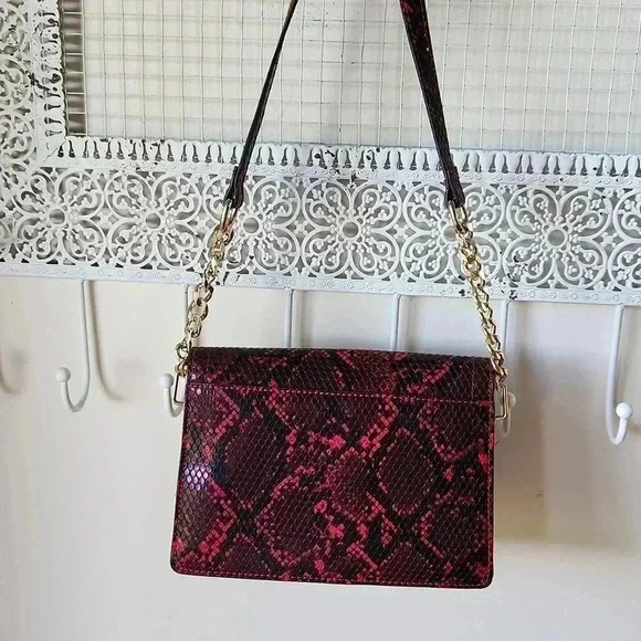 Topshop Vegan Faux Snakeskin Purse Red Black - Picture 6 of 16